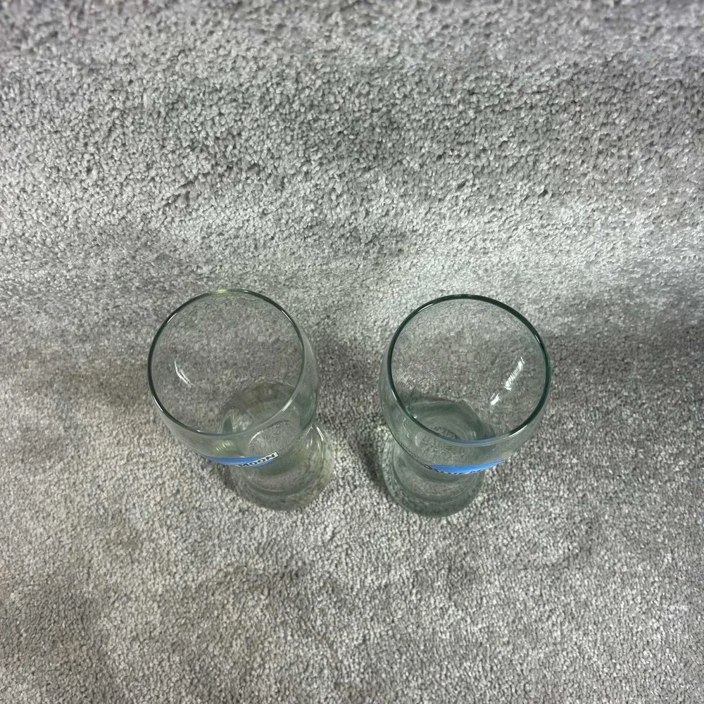 Blue Moon Beer Pilsner Glasses Clear Logo Barware Set of 2 8.25in